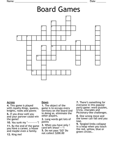 card game crossword dan word.